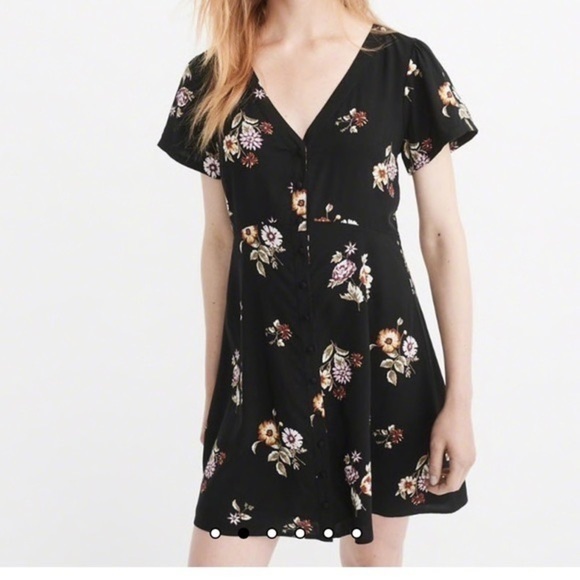 Abercrombie & Fitch Women’s Black Floral Button Up Dress Size XS - Picture 1 of 13